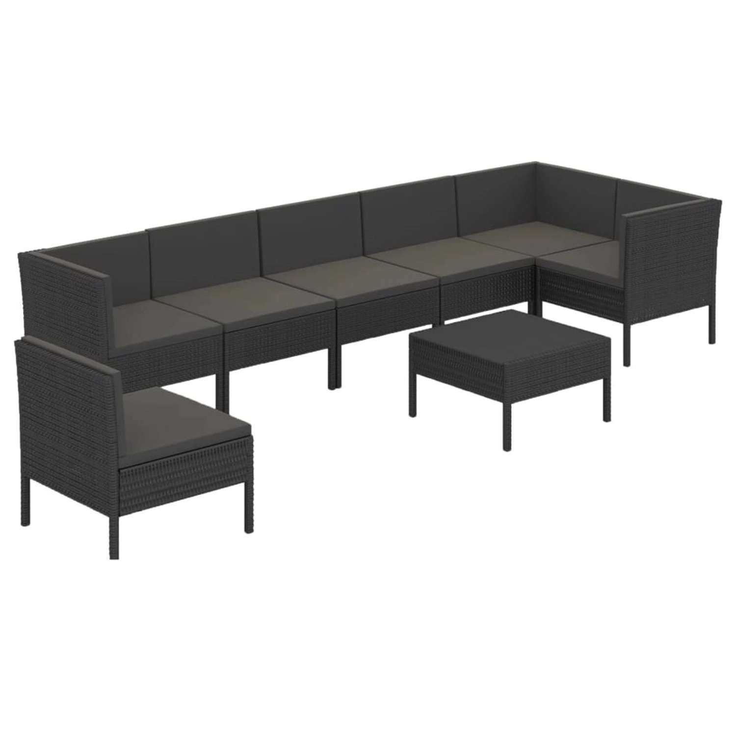 vidaXL 8-tlg Garten-Lounge-Set mit Auflagen Poly Rattan Schwarz Modell 36