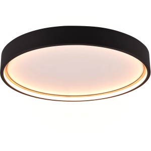 Schwarze, runde Trio LED Deckenleuchte Doha, Ø 45 cm, mit warmweißem Licht.