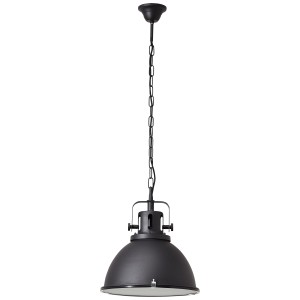 Schwarze Brilliant Pendelleuchte Jesper Ø 38cm im Industrie-Stil mit Kette.