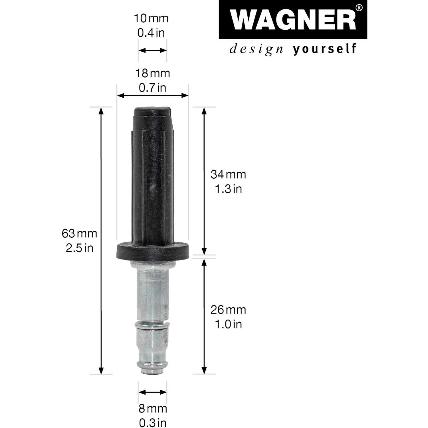 Wagner Teewagenstift mit Hülse, 10 mm, 2er-Set für Rollen & Räder.
