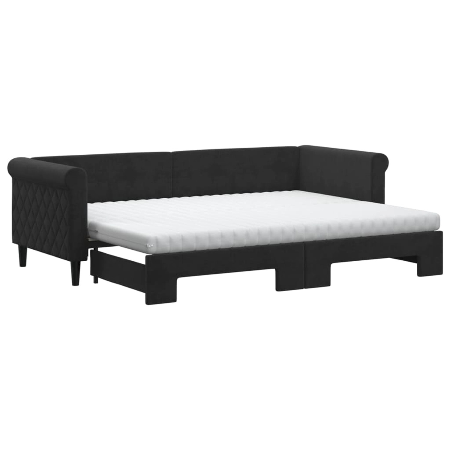 vidaXL Tagesbett Ausziehbar mit Matratzen Schwarz 80x200 cm Samt1884561