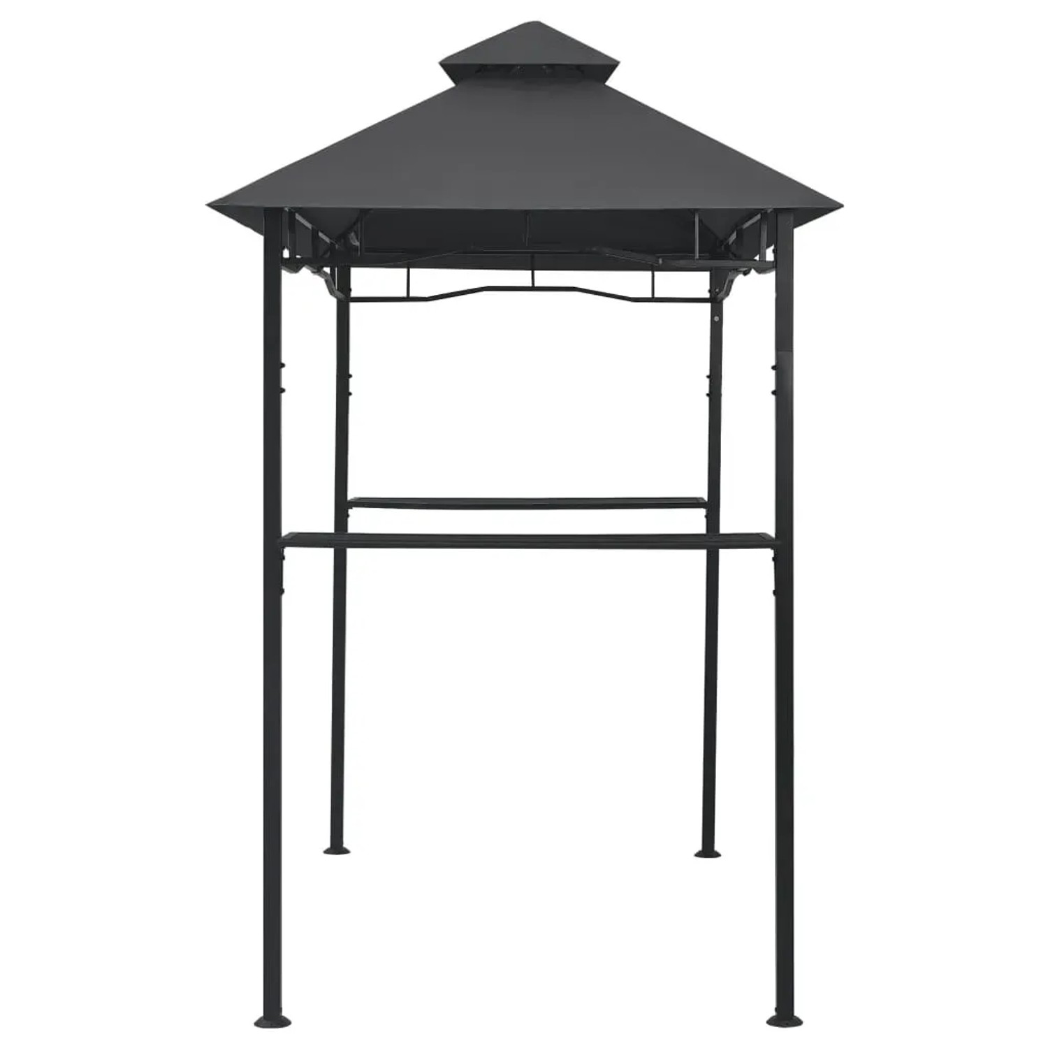 Anthrazitfarbener BBQ-Pavillon (240x150x255 cm) aus Stahl für den optimalen Sonnenschutz beim Grillen.