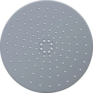 Detailaufnahme der runden, grauen baliv Überkopfbrause (Ø 23cm) mit Antikalk-Noppen aus dem Brauseset.