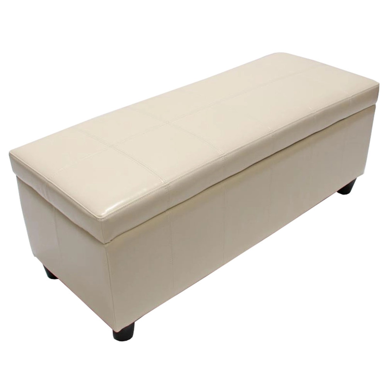 MCW Aufbewahrungs-Truhe Kriens Leder/Kunstleder 112x45x45cm Creme