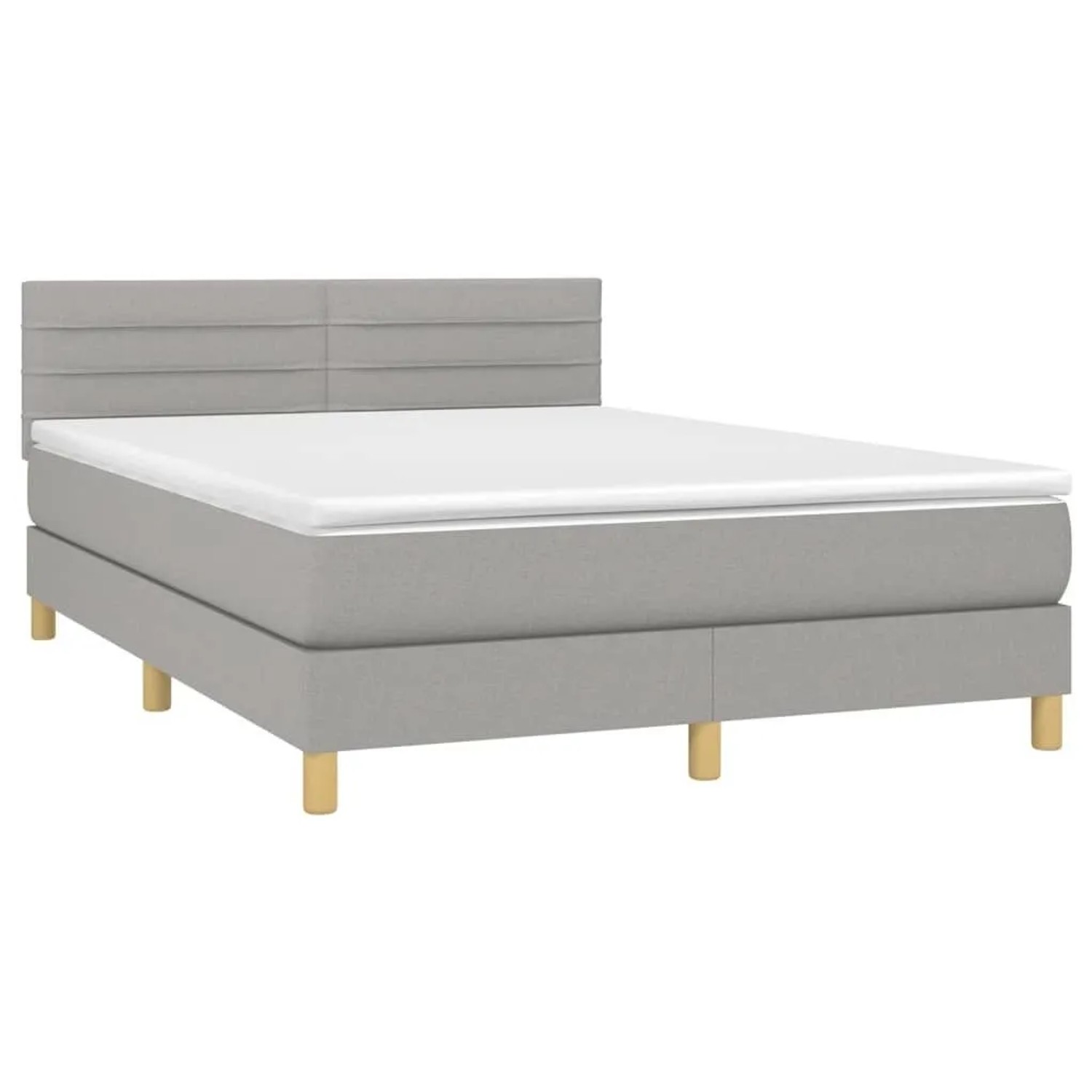 vidaXL Boxspringbett mit Matratze & LED Hellgrau 140x200 cm Stoff 3133797 günstig online kaufen