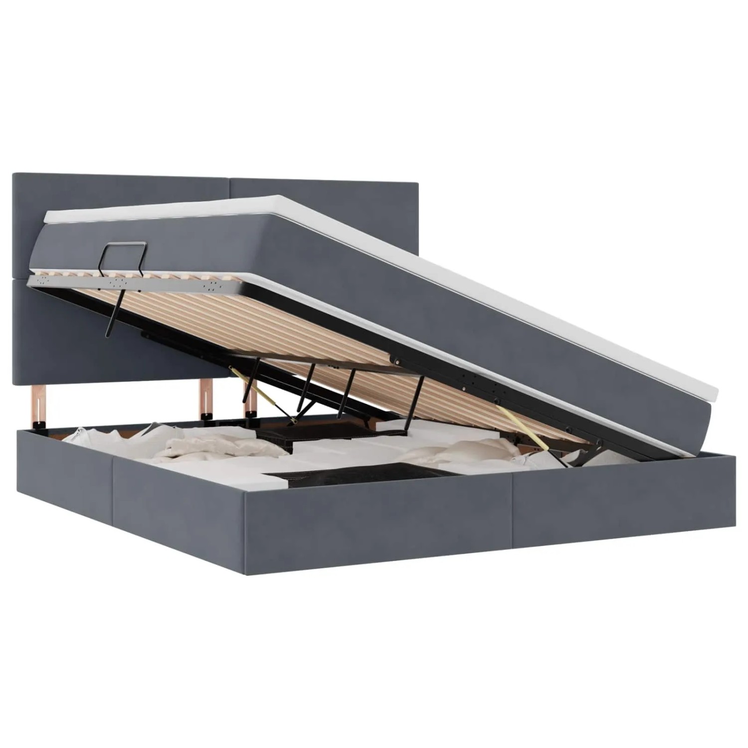 vidaXL Bett mit Stauraum und LED Dunkelgrau 160 x 200 cm Samt 3371980 günstig online kaufen