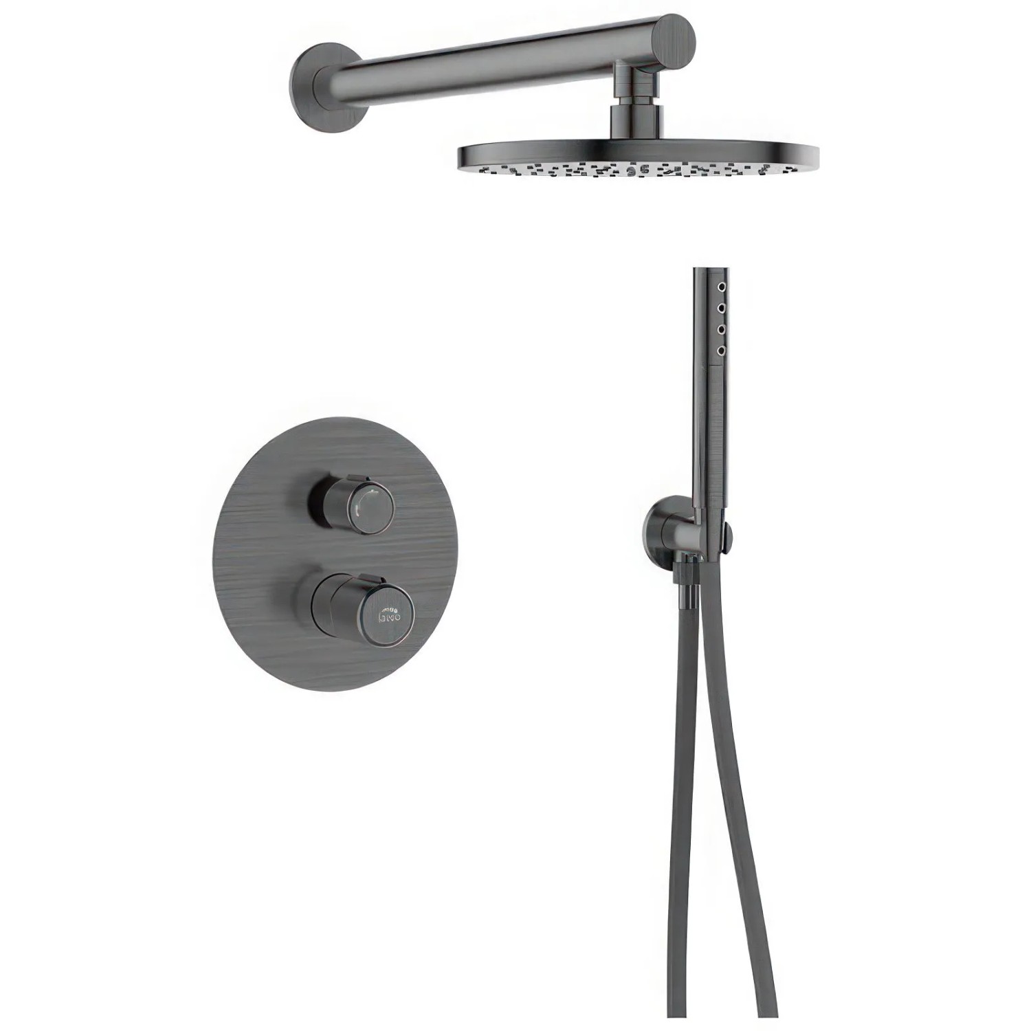 KOLMAN Komplettes Duschsystem Unterputz Armatur Wasserhahn mit Kopfbrause in Grau