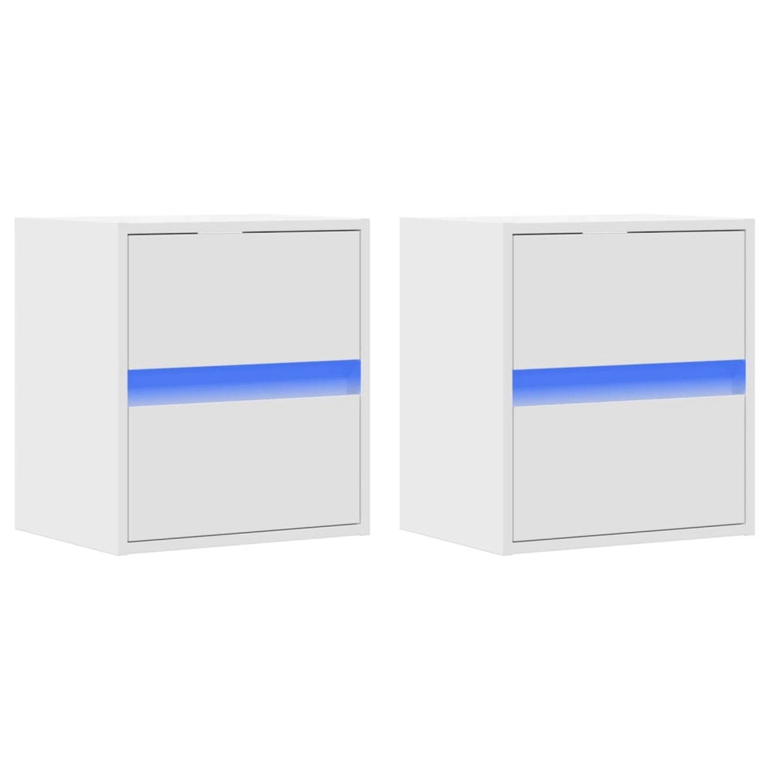 vidaXL Wand-Nachttische mit LED-Leuchten 2 Stk, Weiß 3307962 günstig online kaufen