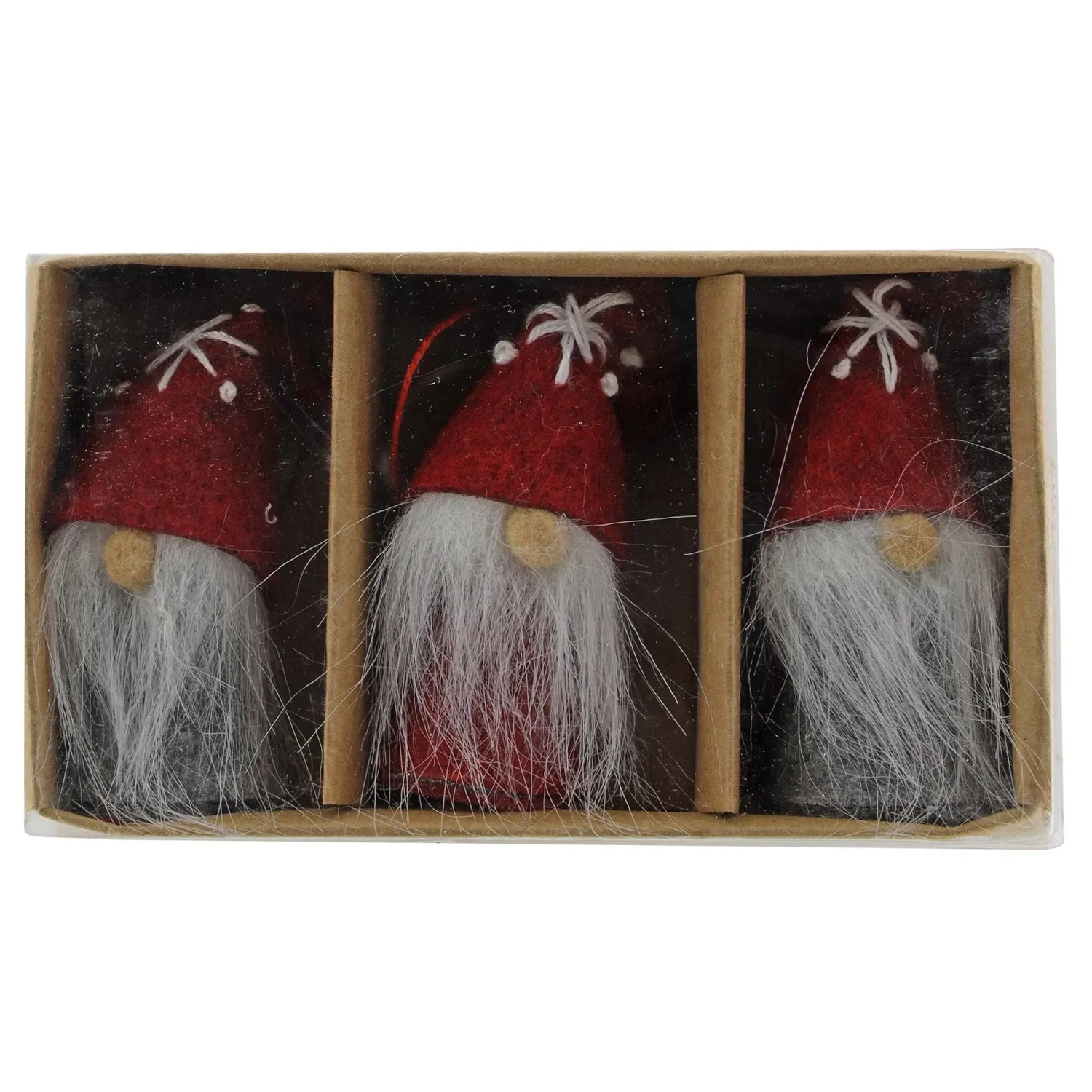 Weihnachts-Deko Wichtel zum Hängen aus Filz und Styropor 6 cm Rot-Grau 6 Stück