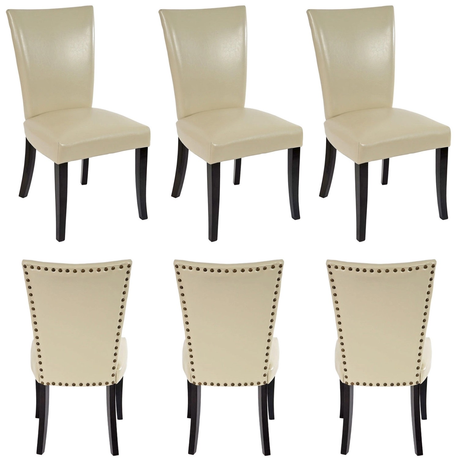 MCW Esszimmerstuhl Edinburgh 6er-Set Kunstleder Creme Dunkle Beine günstig online kaufen
