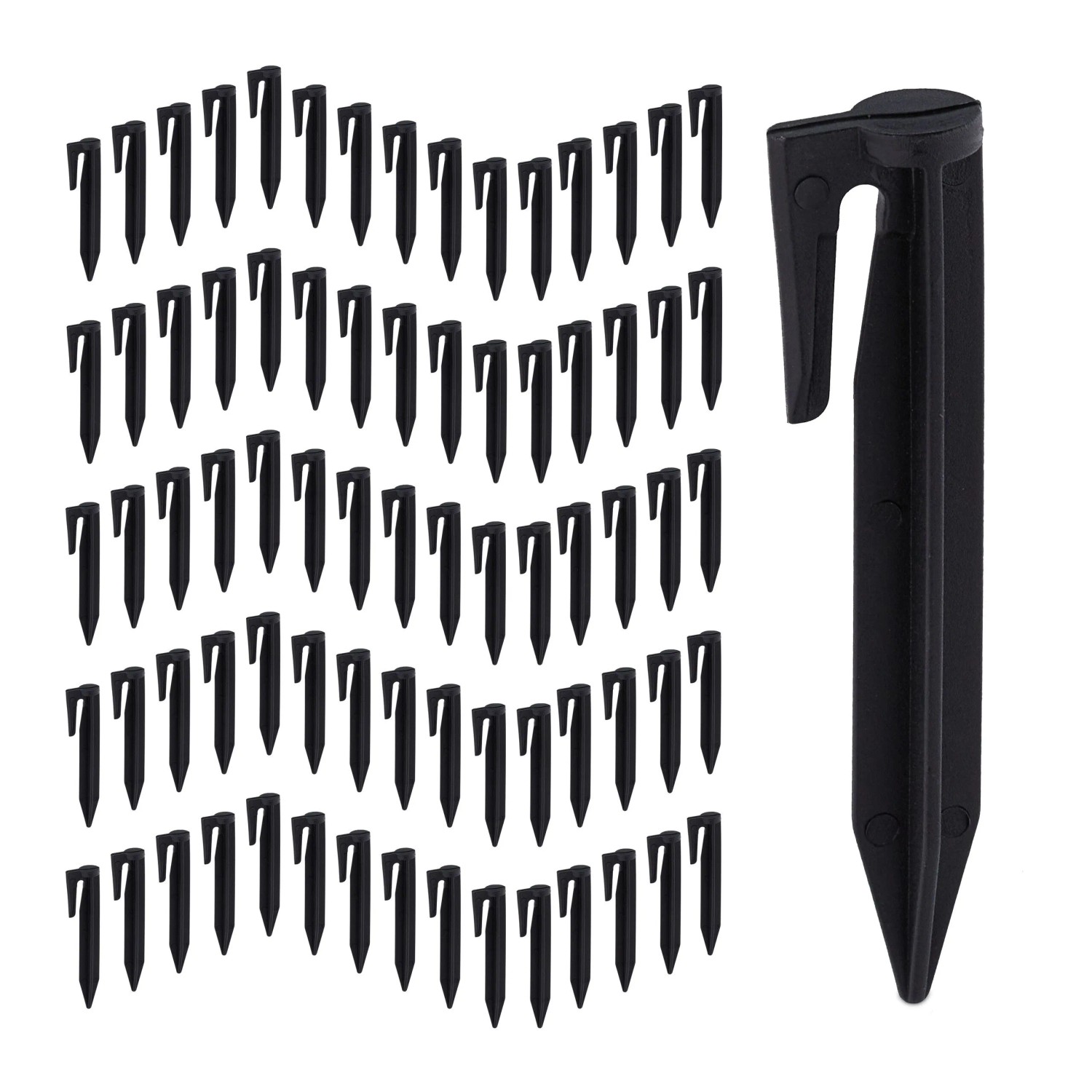 Relaxdays Erdhaken Kunststoff Schwarz 100er Set für Begrenzungskabel 8,5 cm x 2 cm x 1 cm 0,3 kg