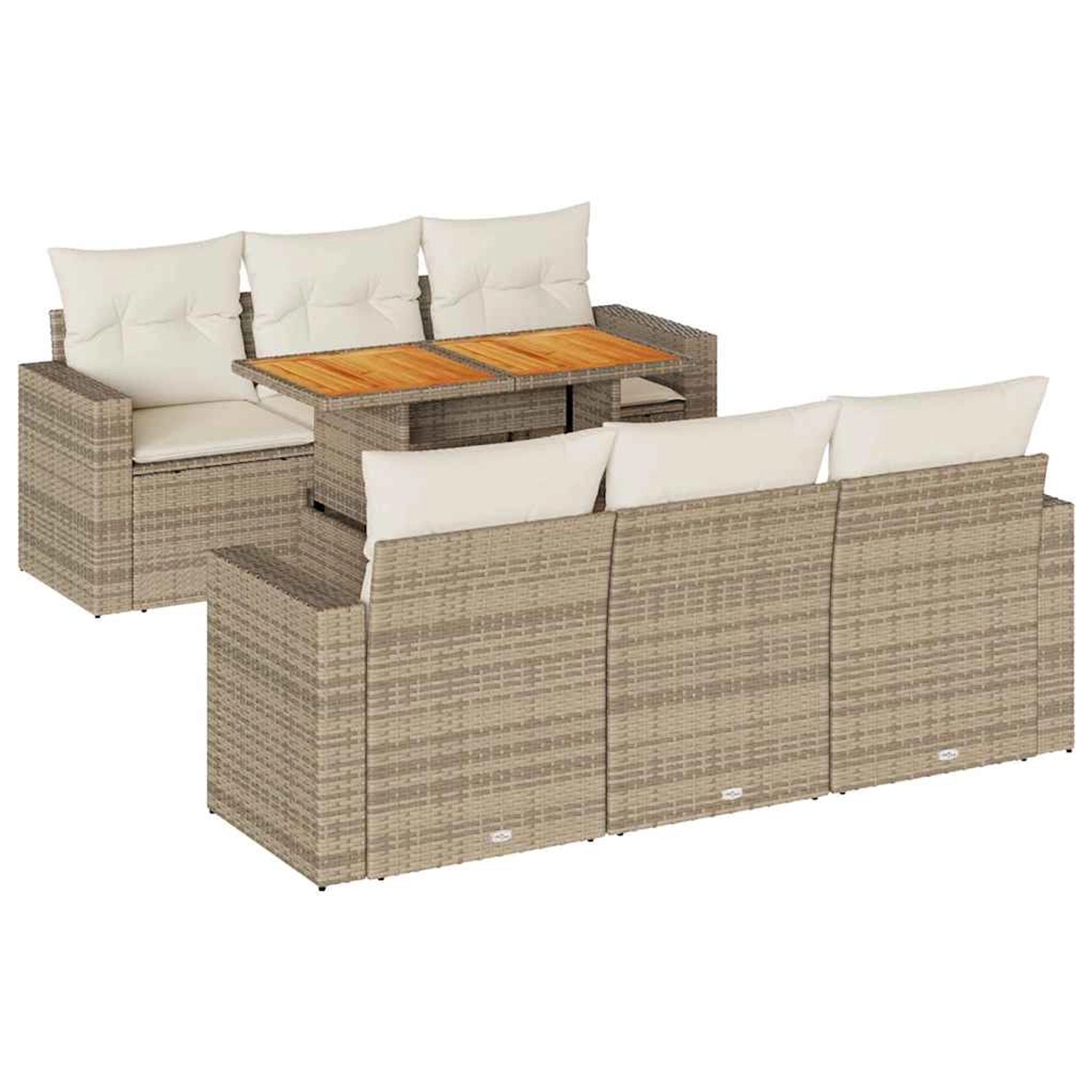 vidaXL 7-Tlg Garten-Sofagarnitur mit Kissen Beige Poly Rattan 3326998 günstig online kaufen