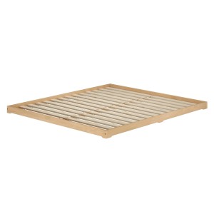 Bodenbett Doppelbett aus Buche Massivholz 180x200 cm mit Rollrost.