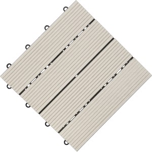 Graue Florco WPC Klickfliese (6 Stk.) aus Kunststoff/Holz, 30x30 cm, für Terrasse & Balkon.