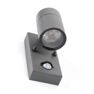 QAZQA Solo Außenwandleuchte Anthrazit mit Bewegungssensor. Moderne, dunkle Wandlampe für den Außenbereich, IP44.