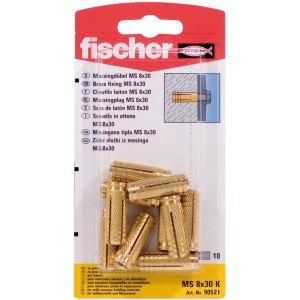 Fischer Messingdübel MS 8x28 K, 10 Stück, für sichere Befestigungen in Vollbaustoffen.