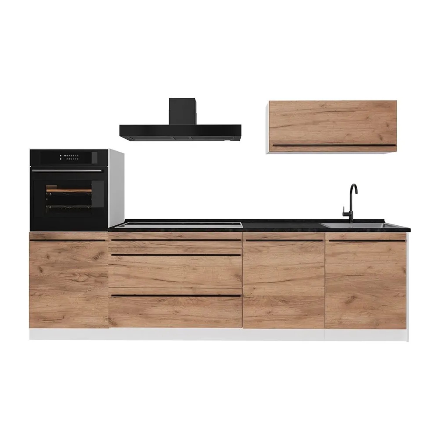 Vicco Küchenzeile R-Line Goldkraft Eiche/Weiß 280 x 143 Arbeitsplatte Anthrazit Art Nr 66021