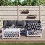 Weißes 5-tlg. vidaXL Garten Lounge Set mit grauen Kissen und Tisch. Gartenmöbel für Terrasse und Garten.