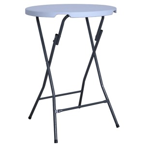 Weißer Acamp Stehtisch Le Havre, Ø 80 cm, Höhe 110 cm, mit klappbarem Stahlgestell.