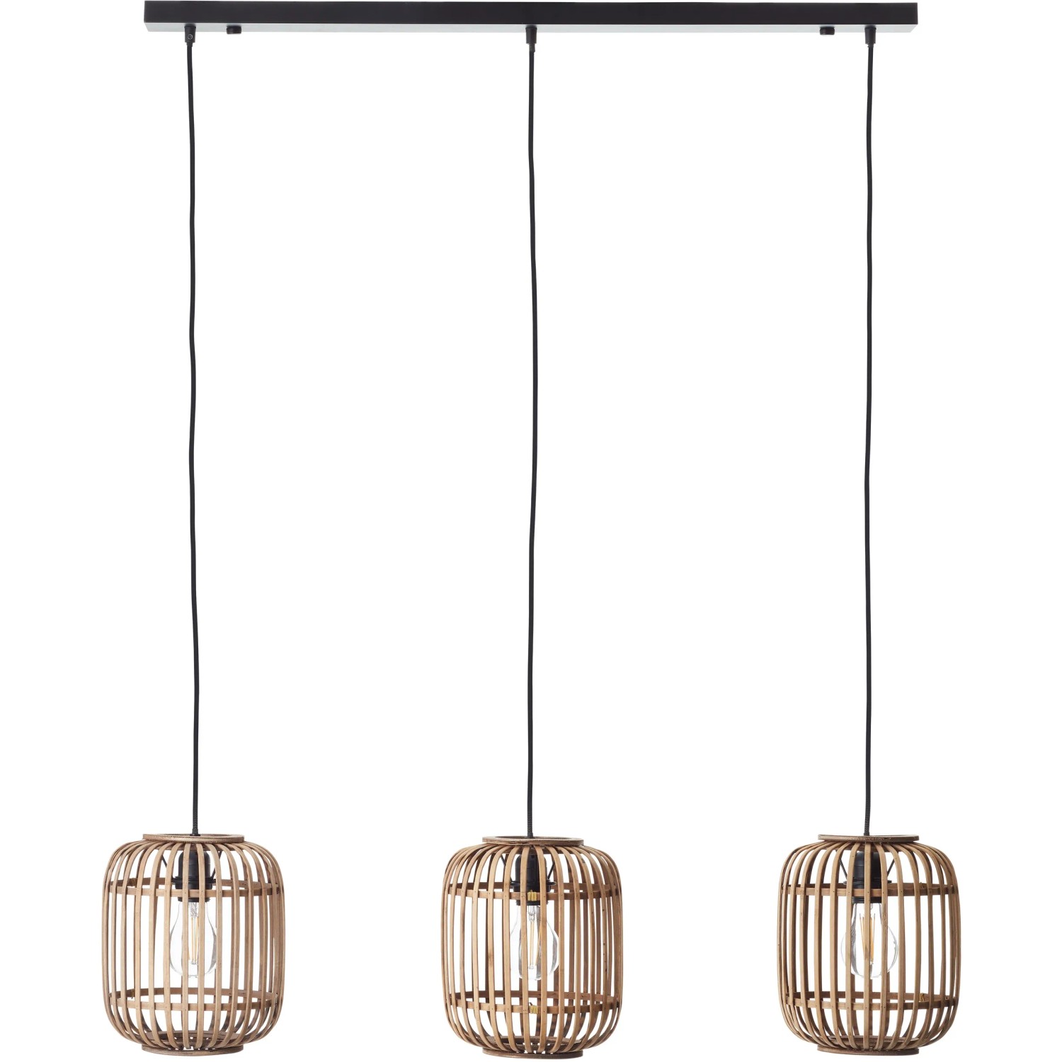 Brilliant Pendelleuchte Woodrow, 3-flammig, hellbraun. Hängeleuchte aus Holz und Metall.