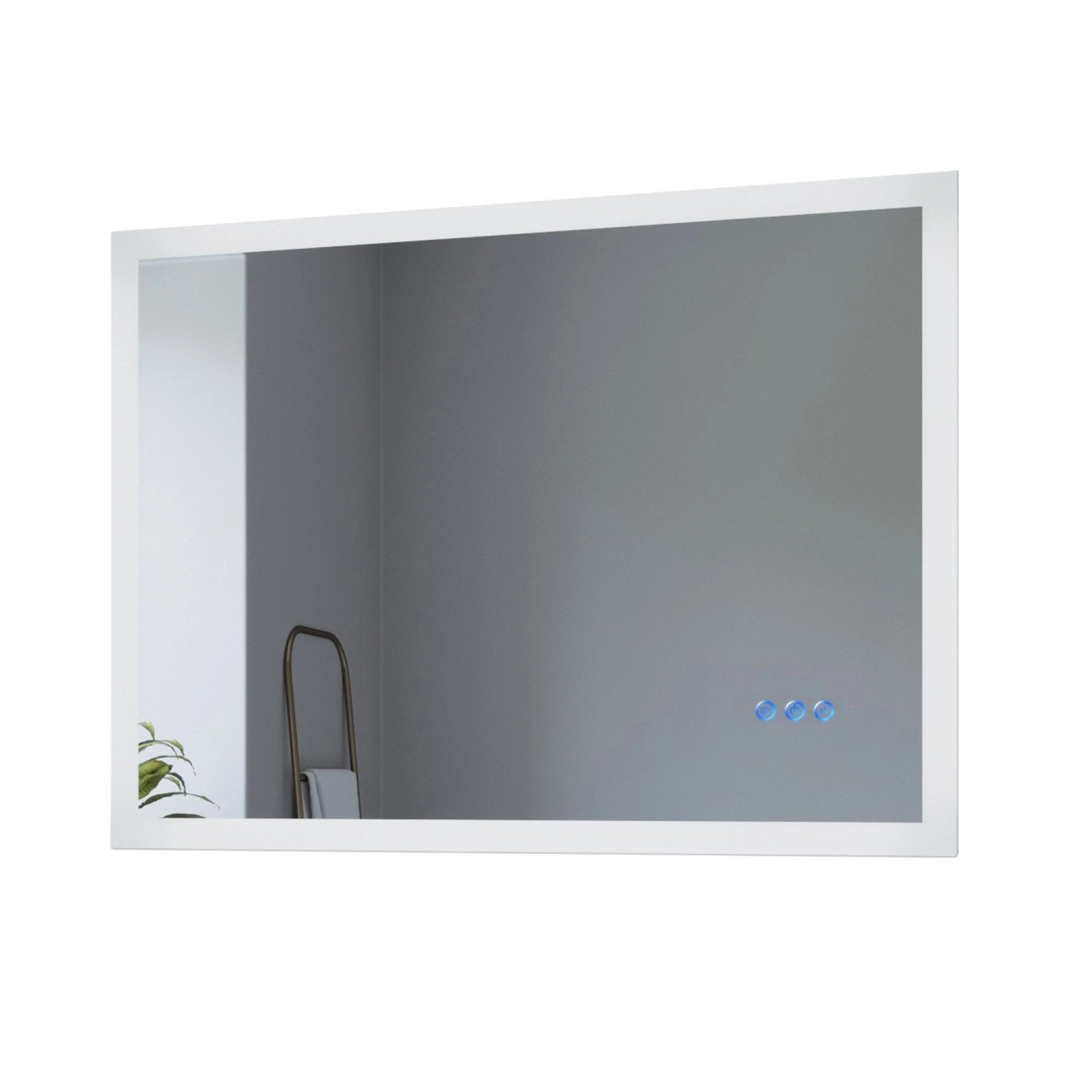 Aquabatos Wandspiegel 80 x 60 cm Badspiegel mit Beleuchtung LED Badezimmerspiegel Anti-Beschlag Touch-Schalter Dimmbar m...