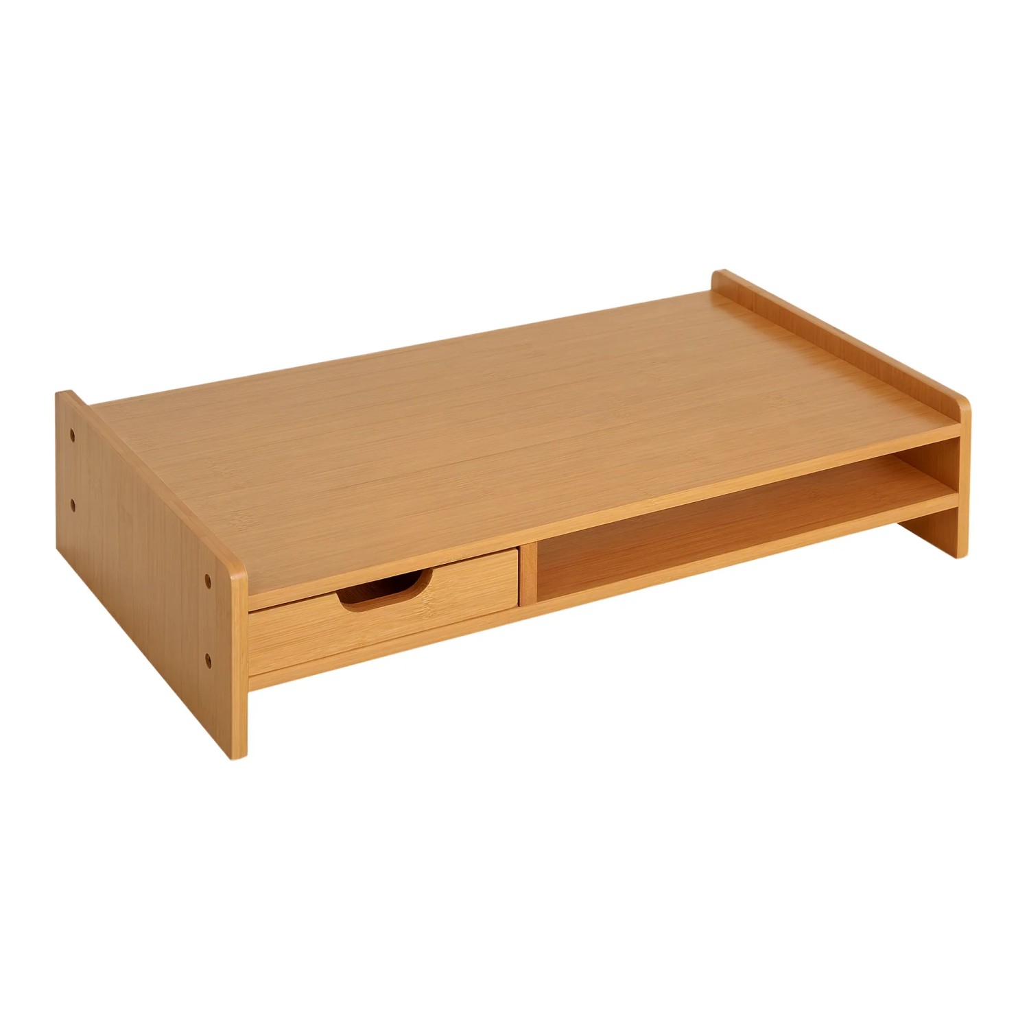 HOMCOM Monitor-Halterung Monitorständer mit Schublade Bildschirmerhöhung Monitor Ständer, (bis 19.2 Zoll, Mit Schubladen, 1-tlg., Natur, 49cm x 25,5cm x 11,5cm)