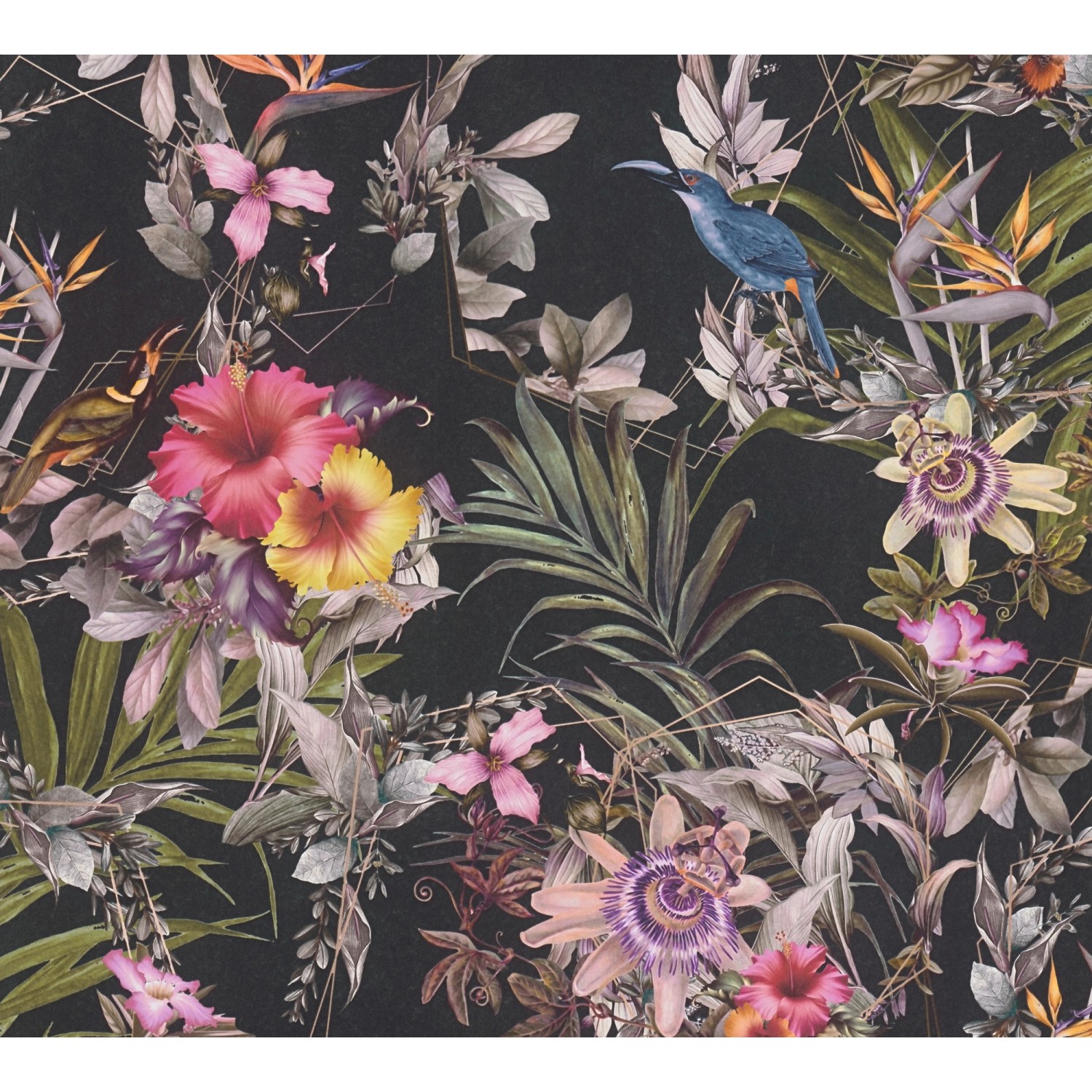 Vliestapete Blumenoptik Floral Matt glatt Schwarz Grün FSC®