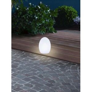 Weiße LED Tischleuchte Bardi für den Außenbereich, modernes Design, warmweißes Licht.