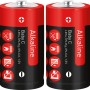Zwei rote Alkaline Baby C Batterien (LR14) im Doppelpack.