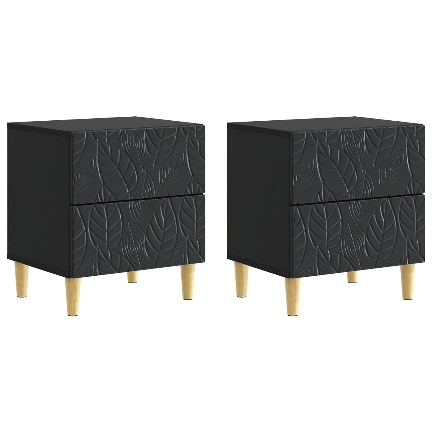 vidaXL Nachttisch 2 Stk Schwarz 43 x 34,5 x 48 cm Holzwerkstoff 894988