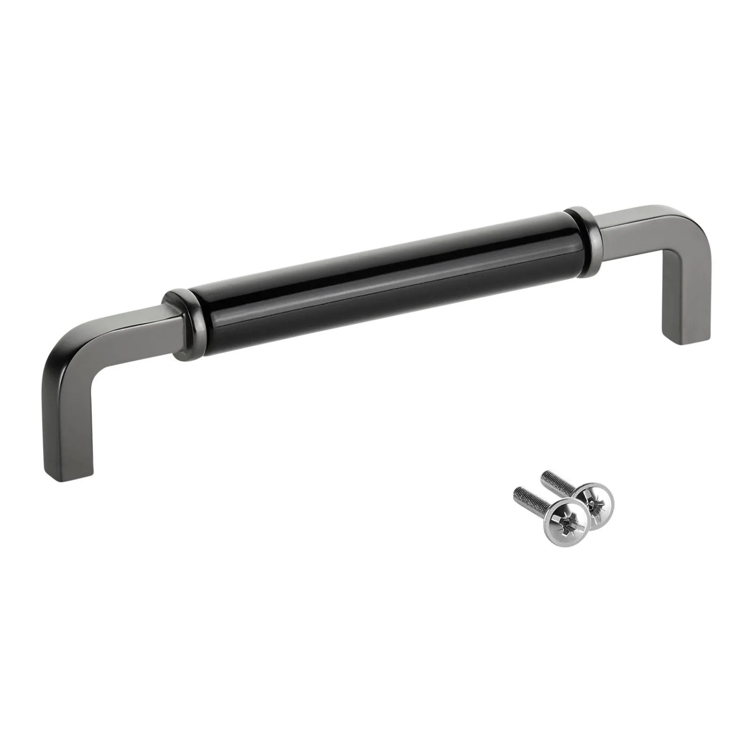 Thumbnail - SOTECH Möbelgriff AXIS BA 160 mm Anthrazit mit Schwarzem Porzellan Einsatz