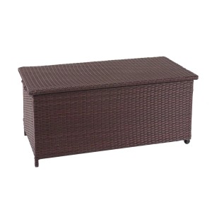 Proregal Poly-Rattan Kissenbox HxBxT 51x100x50cm Premium Braun 170L Gartentruhe Auflagenbox Truhe