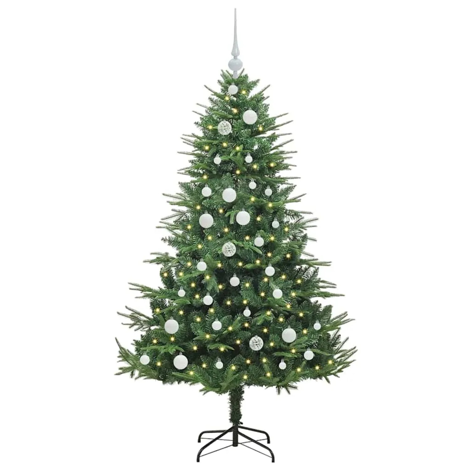 vidaXL Künstlicher Vorbeleuchteter Weihnachtsbaum mit Kugelset Grün 3395338