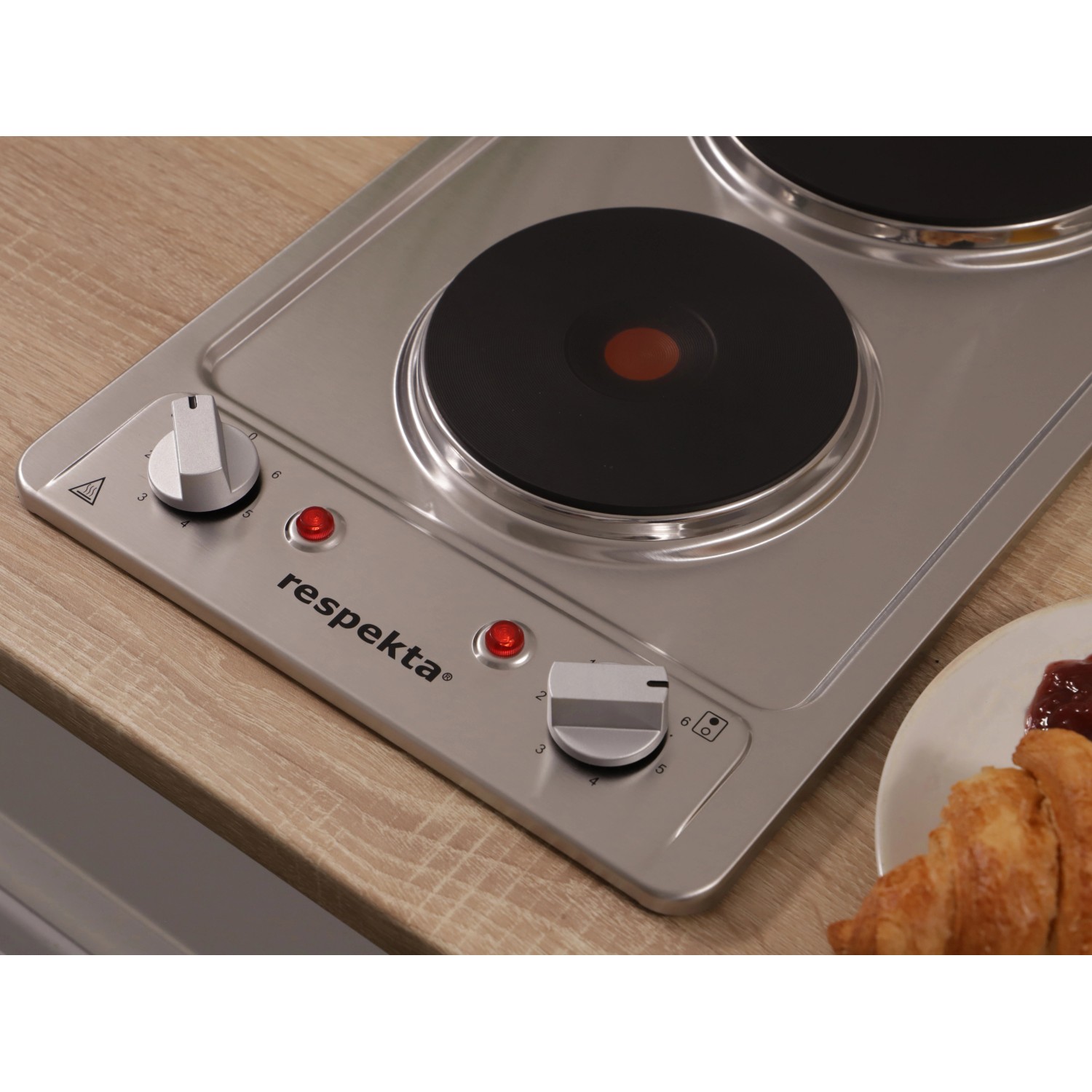 Respekta Domino-Kochfeld KM9111EN aus Edelstahl mit 2 Kochmulden.