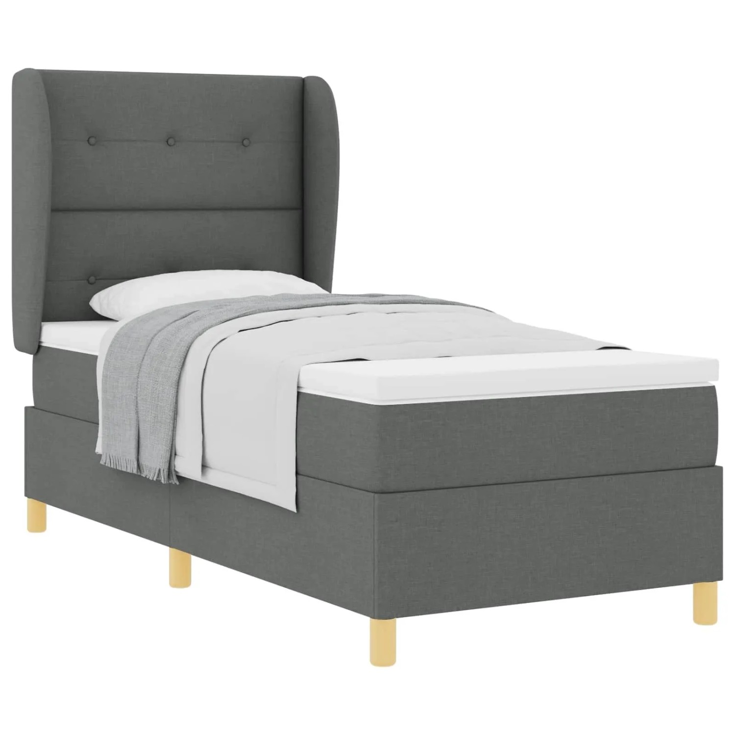 vidaXL Boxspringbett mit Matratze Dunkelgrau 90x190 cm Dunkelgrau 3340733