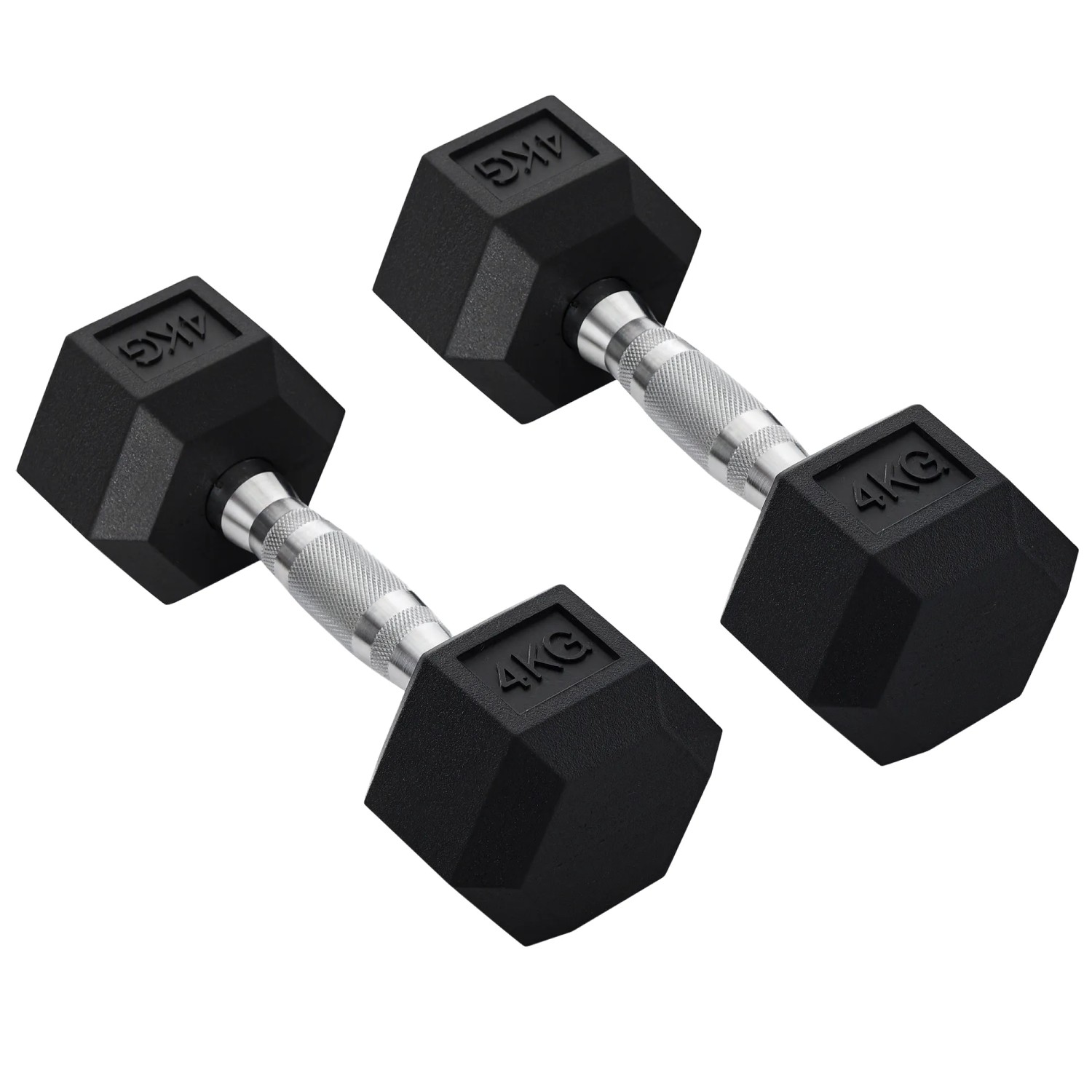 HOMCOM Hexagon Kurzhantel Griff Gerändelt Gewichte Metall Gummi Schwarz 2 x 4 KG