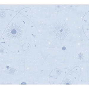 A.S. Creation Vliestapete Weltall blau-weiß mit Sternen, Planeten und Mond.