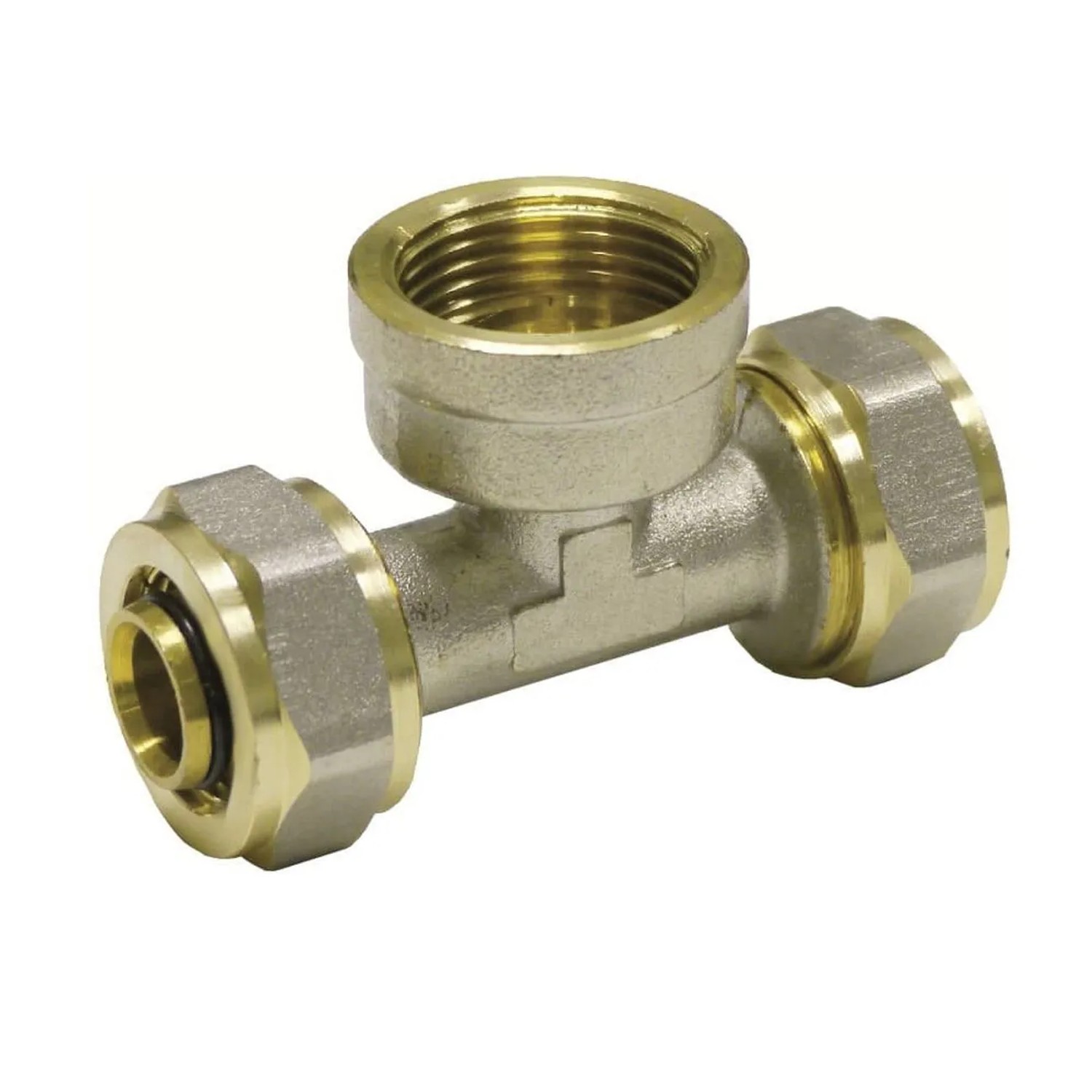 Boni-Shop Schraubfitting T-stück 16 X 2 - 3/4 Zoll IG - 16 X 2 Metall Gold