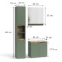 Vicco Badmöbel-Set Marelle, 3-teilig, Grün/Artisan: Hochschrank, Unterschrank, Spiegel. Modernes Design für Ihr Badezimmer.