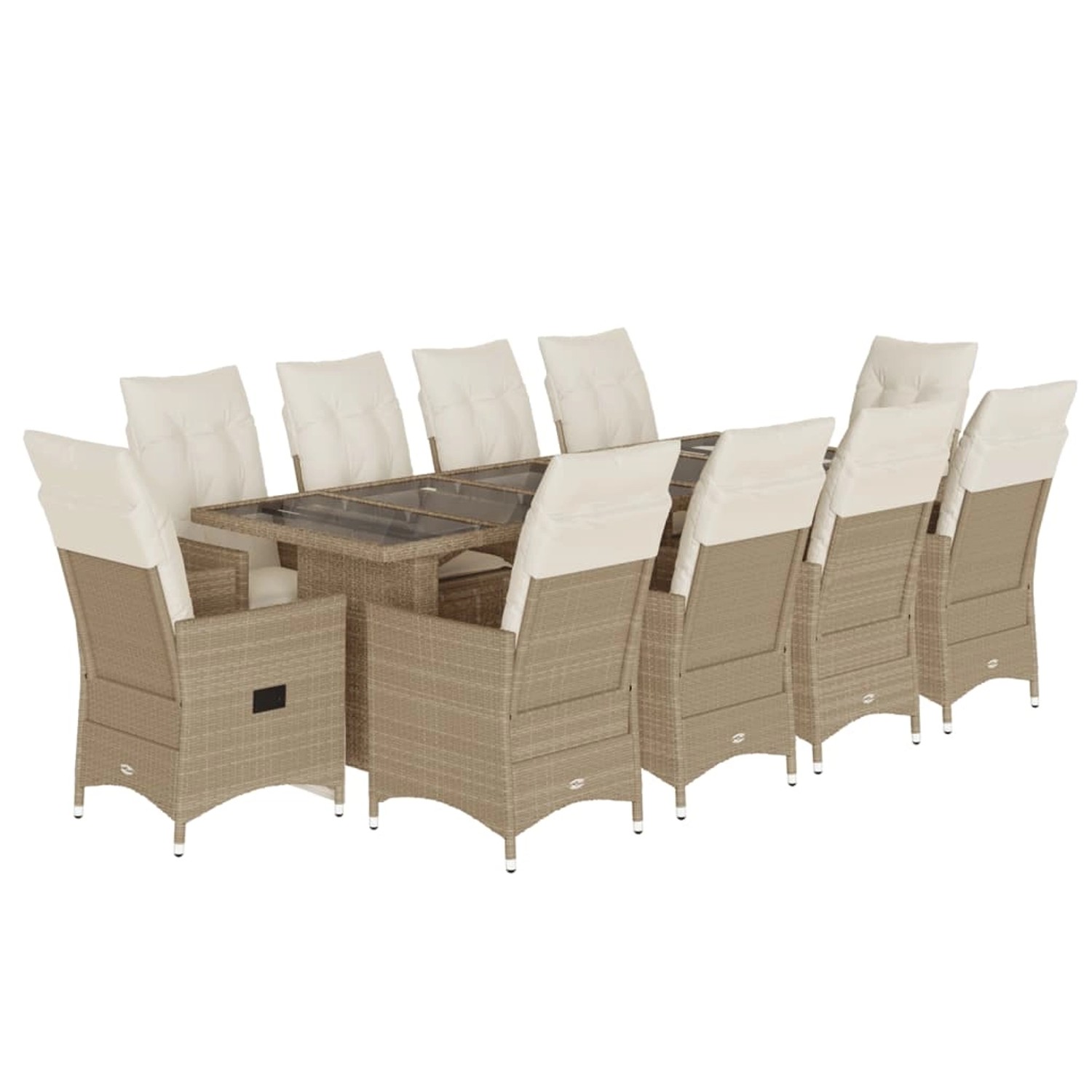 Thumbnail - vidaXL 11-Tlg Garten-Bistro-Set mit Kissen Beige Poly Rattan 3277248