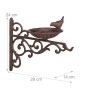 Braune Relaxdays Vogeltränke aus Gusseisen zur Wandmontage mit Vogel Figur.