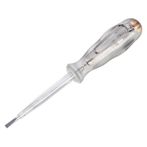 LUX Spannungsprüfer Comfort, 143 mm, mit transparentem Kunststoffgriff zum Messen elektrischer Ströme.