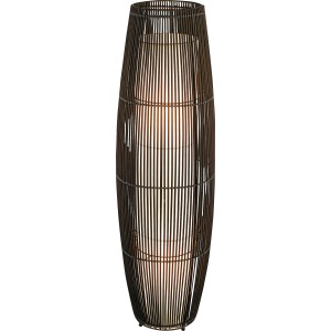 Schwarze, runde Rattanleuchte Fiuggi, 105 cm hoch, für gemütliche Beleuchtung.