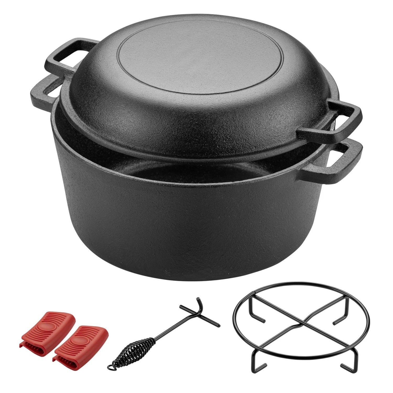 Wiltec 2In1 Dutch Oven 32X26X16Cm Grilltopf Feuertopf Schmortopf Gusseisen