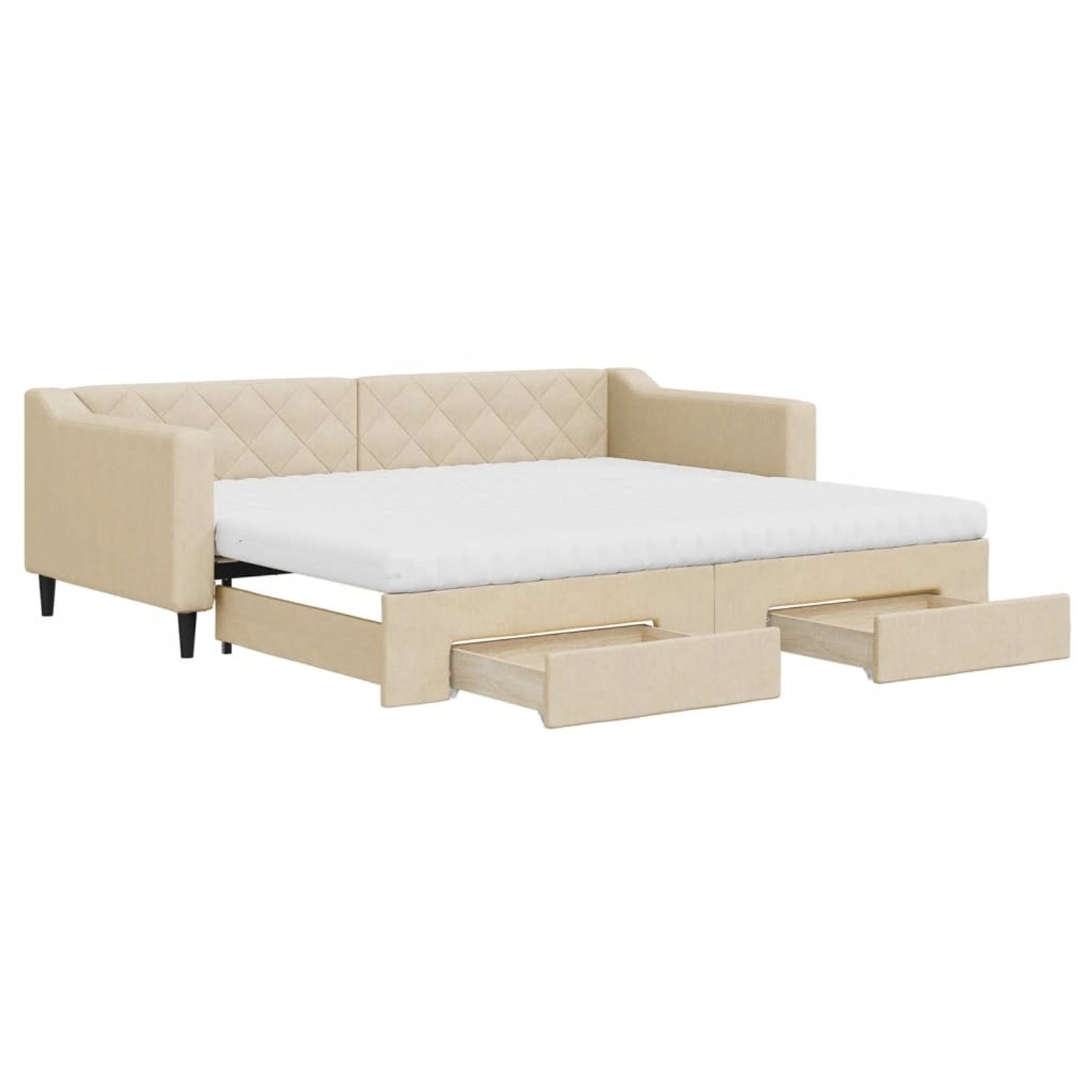 vidaXL Tagesbett Ausziehbar mit Schubladen Creme 90x200 cm Stoff1882028 günstig online kaufen