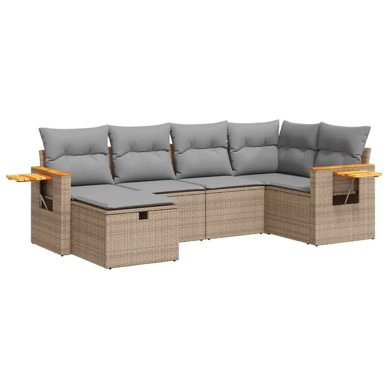 vidaXL 6-Tlg Garten-Sofagarnitur mit Kissen Beige Poly Rattan 3325972 günstig online kaufen