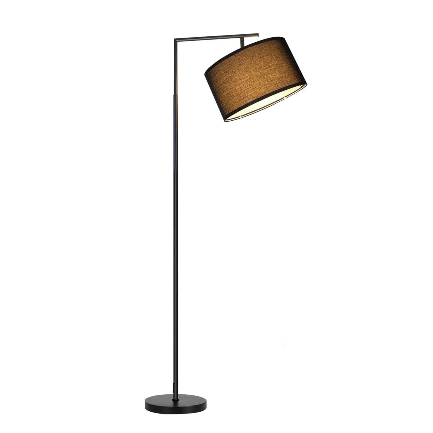 NETTLIFE Schwarze Wohnzimmer-Stehlampe Modernes Design Stoff E27-Fassung Max. 40W mit Fußschalter Bettlampe 166cm Ohne Leuchtmittel