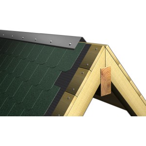 Firstblech Alu Natur, 250mm x 1m, auf einem Dach montiert. Dachblech zum Schutz vor Wasser.