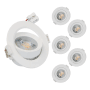 6er-Set dimmbare LED Einbauspots, Ø 75mm, weiße Downlights mit Farbwahl und Netzteil.