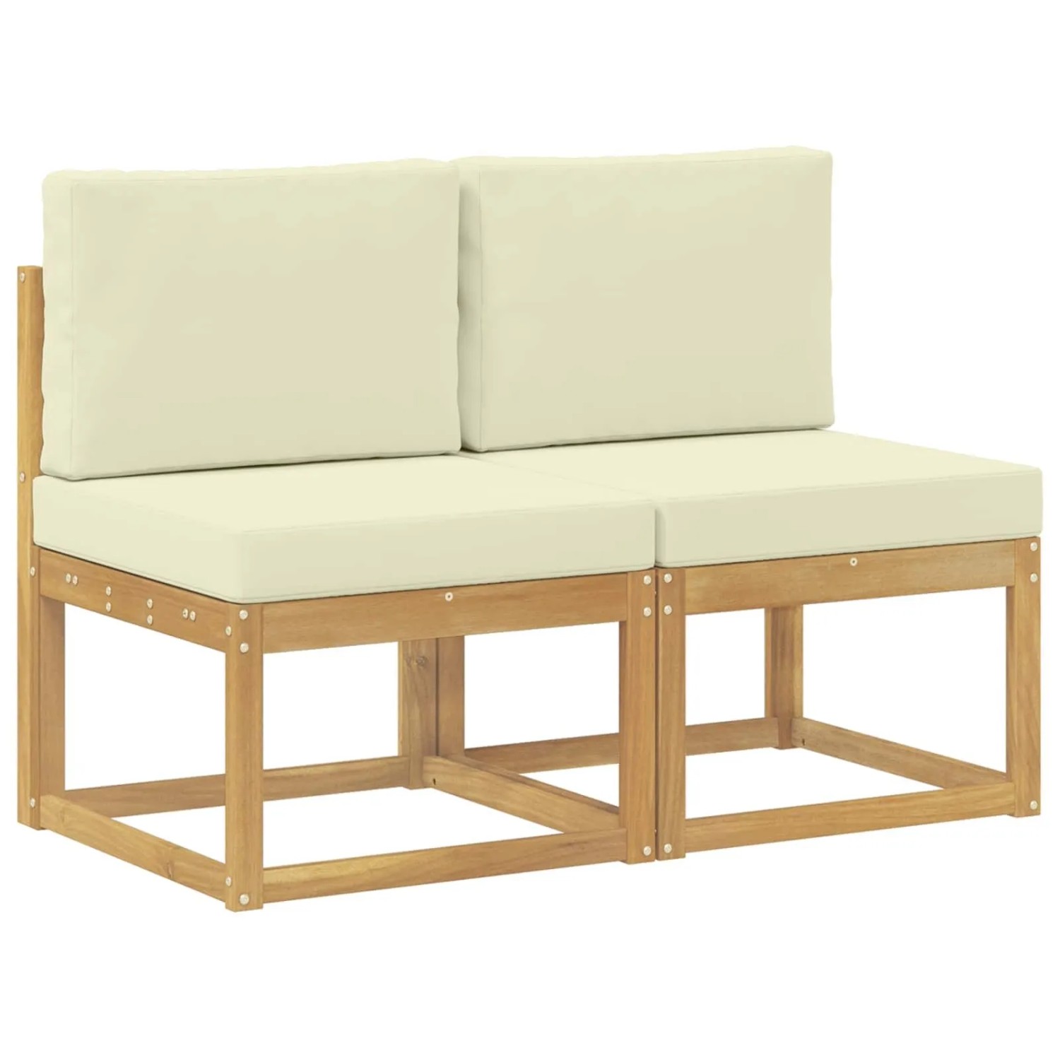 vidaXL 2 Stück Outdoor Mittelsofa Massivholz Akazie Weiß 901463